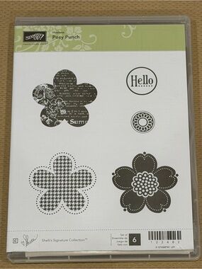 Stampin' Up! Posy Punch Stamp Set - Green and Black Accents